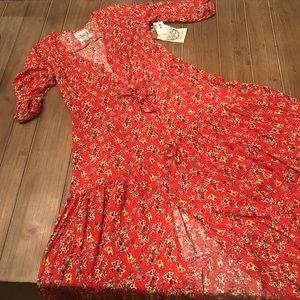 NWT Sunday Mi Amor coral red maxi dress